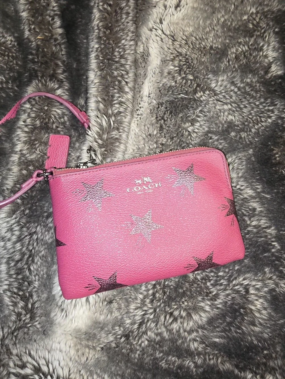 Coach Star Glitter Pink Wristlet Bag